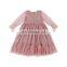 Beautiful Girl Dresses ruffled dot lace flower long Sleeve Children Girl Dress Wholesale Children Cute Kids