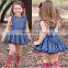 2019 summer fly sleeved kids DENIM BLUE cotton dress floral vest dresses 0-6years