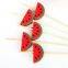 Natural red watermelon shape bead picks bamboo fruit picks for party