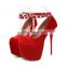 women rivets ankle strap design platform high stiletto heels pumps sandals shoes ladies new wedding and party wear shoes