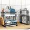 Stainless Steel 2-tier Wall Mounted Folding Dish Drying Rack Punch Freestanding Kitchen Dish Rack