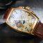 SEWOR 577 Men Classic Design Automatic Mechanical Watches Leather Strap Sun Moon Phase Casual Wristwatch