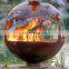 Autaumn Leaves 29 Inch Metal Earth Corten Ball Fire Pit For Garden