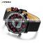 SINOBI Dual Time Men's Watch Multifunctional Dial Leather Band Digital Display Week Display LED Light S9733G  jam tangan Montre