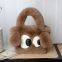 021China wholesale plush big eyes puppy fur bag all match handbag female cute girl crossbody bag2023