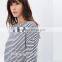 New arrival stripe t shirt high quality OEM service fashion women long sleeve new t shirt design TS044