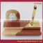 Customized Business Gift2015 Wooden Pen Holder With Clock Desk Organizer