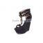 Platform sexy hgih heels fashion dress sandal shoes gold chain front straps black suede leather sandals high summer sandals