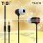 Mobile accessories 2015 hot item deep bass metal earbuds with 9mm speaker and flat cable