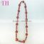 promotion girls accessory cute pink peach red glitter heart beaded necklace for party