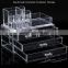 New ACEVIVI Acrylic Clear Makeup Cosmetic Drawers Grids 2 Tiers Display Desktop Home Storage Cosmetics Containers OS004876