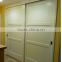 Double three panel shaker sliding bypass doors with hardware