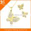 Fashion 2016 Europe and America Gift Stainless steel butterfly Necklace and Earrings Jewelry Set