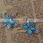 Bohemian Vintage Silver Plated Crystal Butterfly Pendant Turquoise Earrings