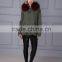 Short Wine Fox Fur Lined With Raccoon Fur Collar Trim Hooded Parka Coat Supplier's Choice