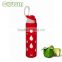 travel glass water bottle/portable drink bottle with food grade silicone sleeve wholesale