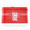 big hinged rectangular strong red metal pop lock box