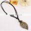 Big leaf leather necklace