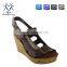 2016 fuzzy PU latest high heel wedge fashion women fancy girls sandals
