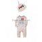 new arrival babys brand clothing cotton prited striped children clothes 2pcs romper + hat kids lovely patchwork suit