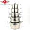 5pcs high quality stainless steel big soup pot set/camping cookware