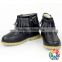 Children Boy And Girls Waterproof Three Colors Adding Cashmere Black Leather Shoes