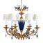 Luxurious Vintage Victorian Style Royal Imperial Blue Porcelain and Crystal Golden Brass Pendant Lamp, Chandelier BF12-05254g