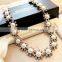 Korea fashion trendy lady pearls rhinstone necklace