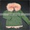 Myfur Peach Pink Detachable Fox Fur Lining Real Raccoon Fur Hood Parka