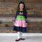 top cute children boutique dress for fall little gril cartoon stripe polka dot dress