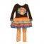 2016 yawoo baby girls stripe orange tutu with turkey embroidery dress 2 pcs kids thanksgiving clothing