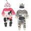 2pcs/lot jumpsuit funny cartoon zebra cow cotton baby romper with hat