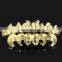 Copper materialTooth Custom Top Bottom grillz Bling Fire Teeth Caps Hip Hop Grillz Body jewelry
