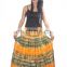 MULTI COLOR TIE DYE COTTON LONG SKIRT WITH LINING BIG FLAIR, FLOWER PRINT, 36 inches length