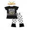 Cute eyes printing top casual short children wear clothing set
