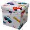 Customized Lovely Cartoon Living roo Furniture polyester fabric Storage Bench Ottoman Stool Toy Storage Stool