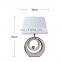 Nordic modern custom round ceramic base cheap silver bedside lamps for hotel home table decoration