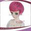 short cute pink synthetic fiber bob doll wigs