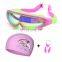 Swimming Goggles with Cap Ear Plug Nose Clip Professional Boys Girls Swim Eyewear Kids Diving Mask Swim Glasses