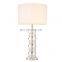 Unique Clear Column Glass Lamps Crystal Table Lamps for Living Room Lamp With White Line Fabric