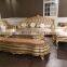 Factory price gold royal antique design luxury furniture leather couch living room sofa set furniture