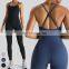 Cross Back Sleeveless Adjustable Straps Playsuits Custom Workout Bodysuit Gym Fitness Jumpsuits Women One Piece Yoga Jumpsuit