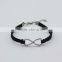 hot selling leather knitting infinity bangle bracelet for women girl with 8 style charm