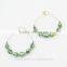 2015 New Design Gold Plated Circle Teardrop Green Glass Beads Fashion Earring