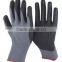 13/15 Gauge Knitted grey nylon and spandex coated black high-technology nitrile foam on palm gloves,black nitrile dots on palm,