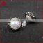 Factory wholesale fashion lady pearl clip-on earrings in silver sterling jewelry with gun- black CZ                        
                                                Quality Choice