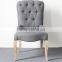 100% linen Classic French Wooden grey Dining Upholstered Chairs