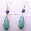 Pairs Vintage Gold Plated Simple Party Gift Earring Women Green Water Drop Shaped Dangle Earring