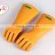 Yellow Color Anti electrical 35kv High voltage insulating long rubber gloves