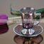 Glass golden/silver/copper plated cup saucer set